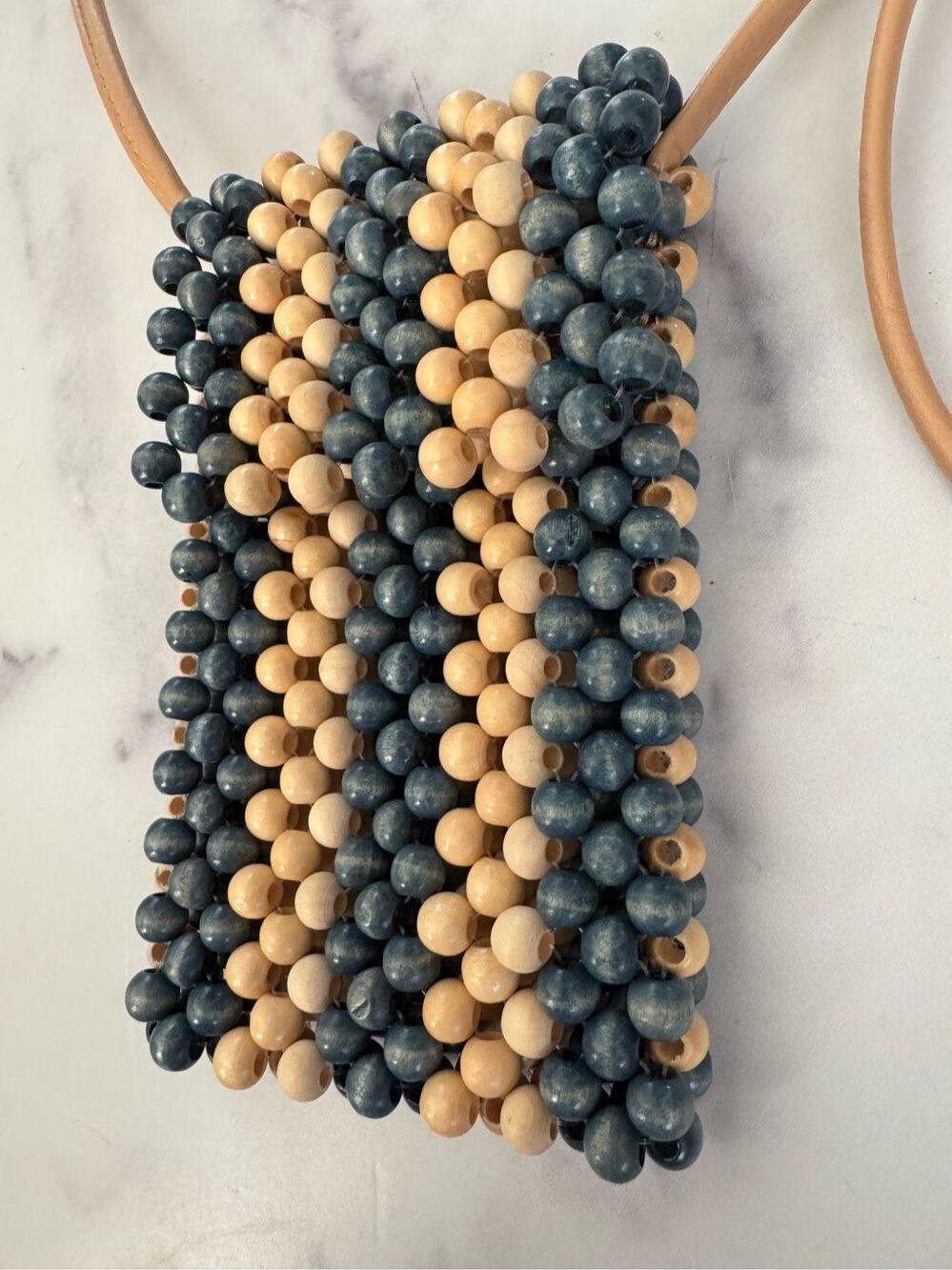 Blue bubble beaded crossbody purse beach vacation bag Universal Thread tan ball